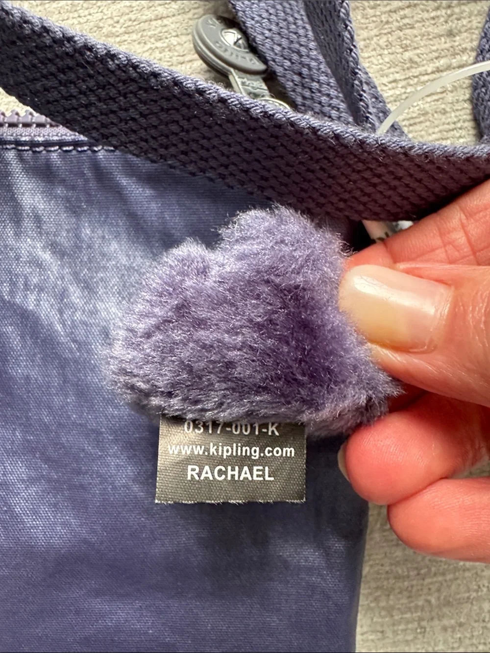 Kipling Rachael Crossbody Bag NWT Enchanted Purple Metallic Nylon Monkey Charm